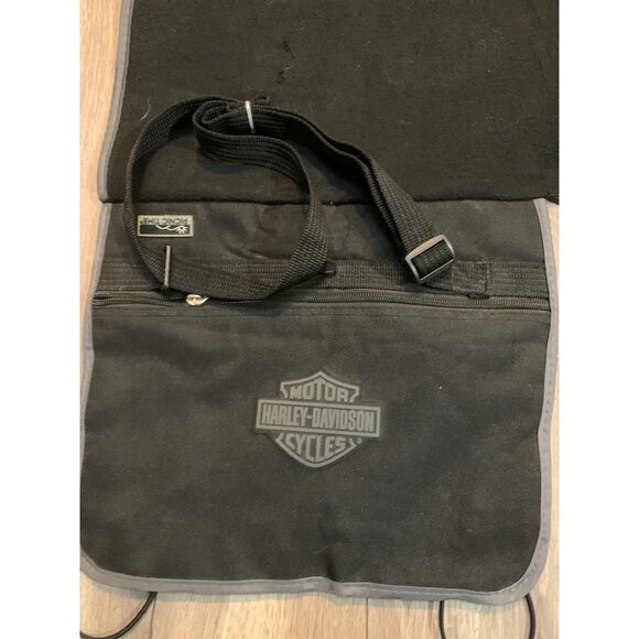 Harley Davidson Black Roll Up Fold Up Travel Picnic Time Blanket Carrier - Picture 3 of 7